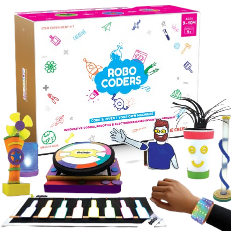 Robocoders Coding Invention STEM Kit, Scratch Like Block Based Coding, 30+ Experiments, Learn to Code for Children